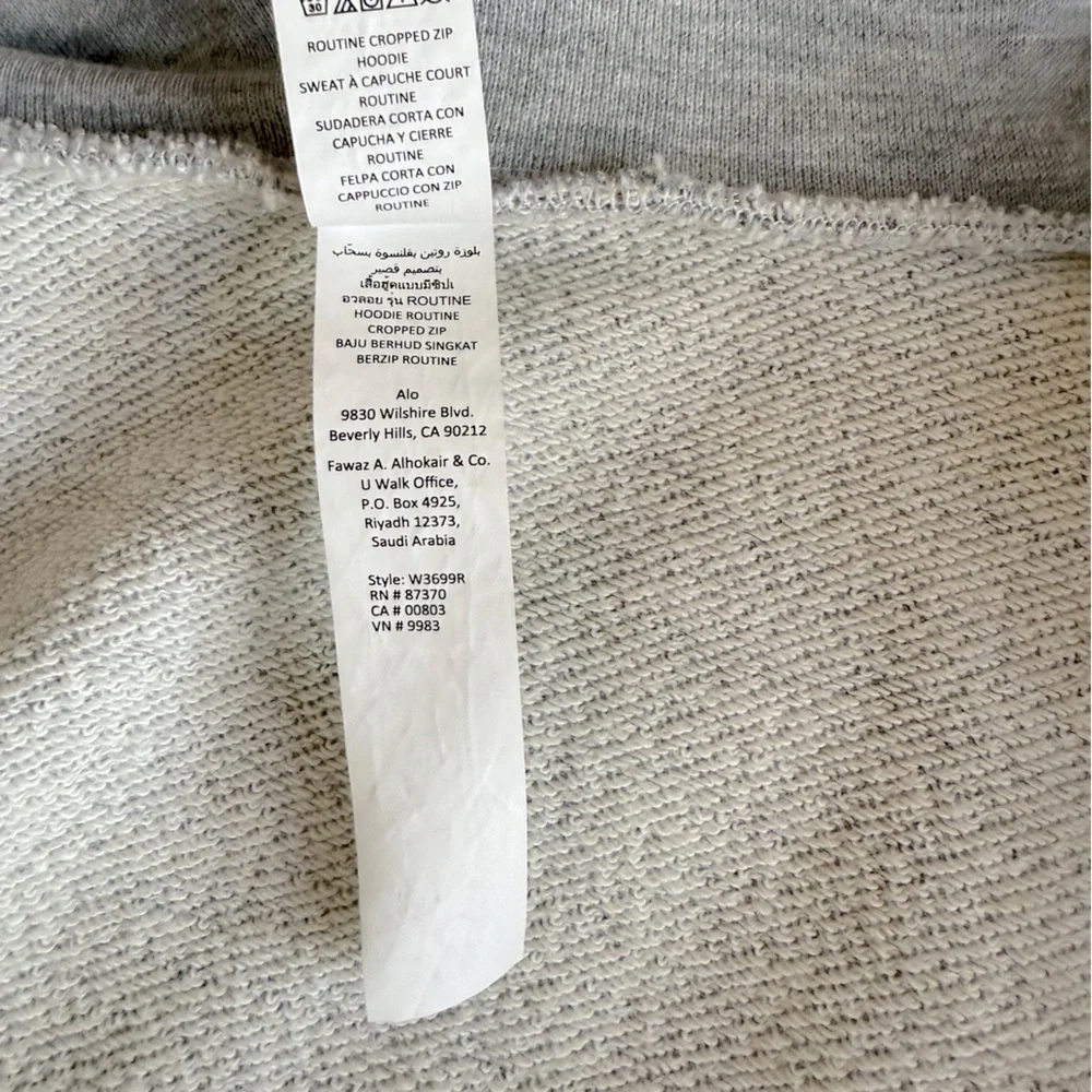 ALO Yoga Routine Cropped Zip Hoodie Jacket in Athletic Heather Grey - Picture 13 of 13